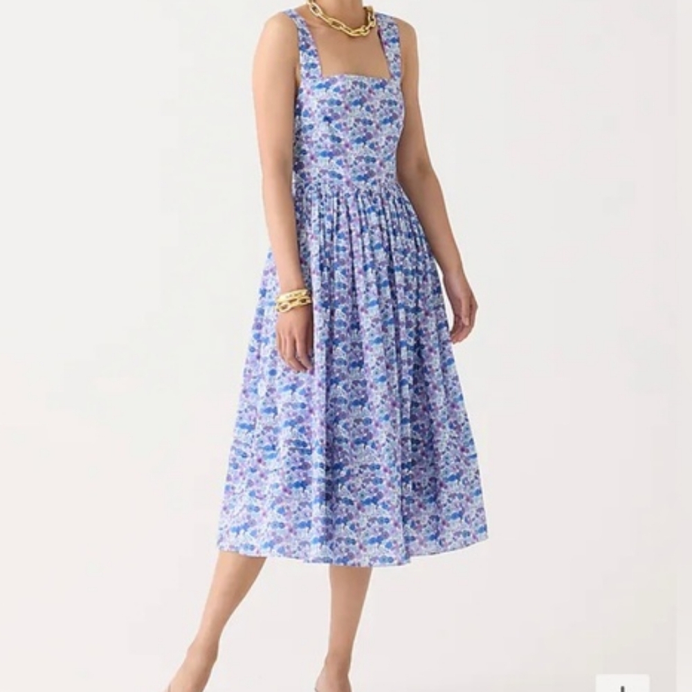 J.Crew x Liberty London Women's Apron Dress Arrow Floral Purple Bnwt